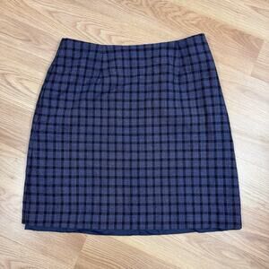Women’s Vintage Skirt Size 8 Wool Blend Blue Plaid Classicore Academia Preppy